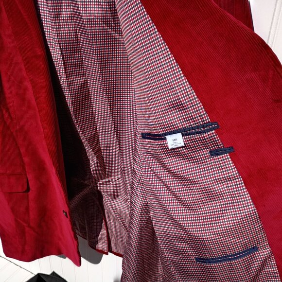 SADDLEBRED Jacket Mens 56R Sport Coat Red Corduroy 2 Button Christmas Blazer - Picture 13 of 16